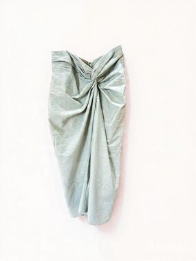 Brunello Cucinelli Sage Twist-Detail Midi Skirt